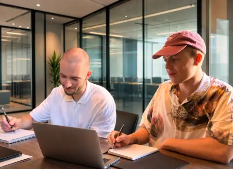 Philipp Parzer und Constantin Luckenbach bei einem Consulting-Termin